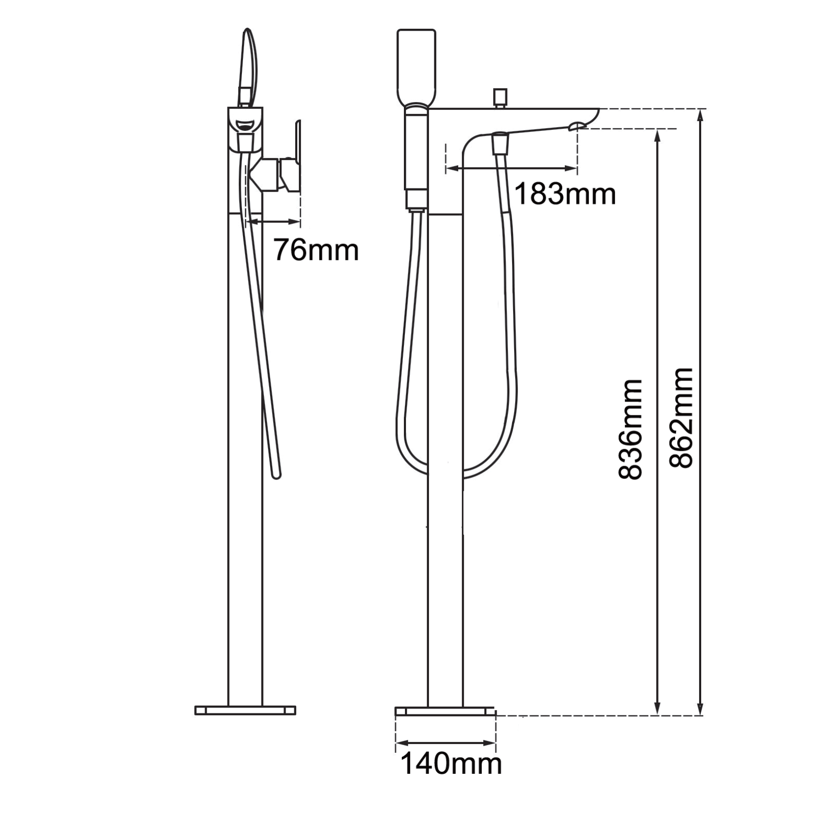 Chrome Freestanding Tap with Handheld Shower - Image 2