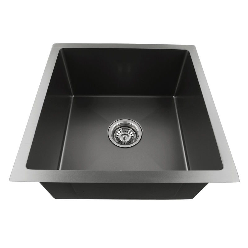 440x440x205mm Dark Grey Stainless Steel Single Bowl Kitchen Sink - Image 2