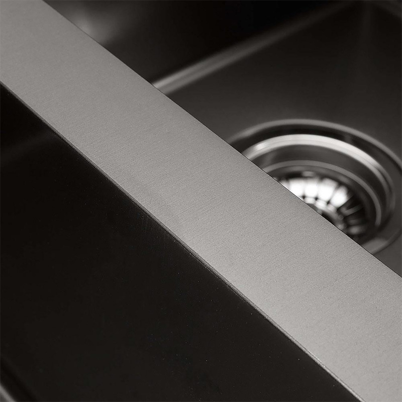 440x440x205mm Dark Grey Stainless Steel Single Bowl Kitchen Sink - Image 3