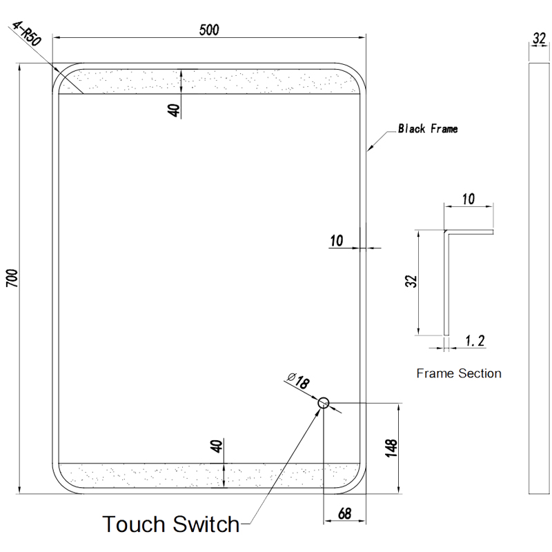 500x700mm Framed LED Mirror - Image 3