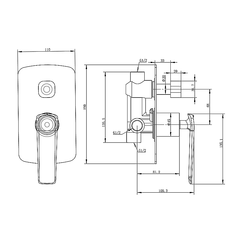 ESPERIA - Black & Rose Gold Diverter Mixer - Image 2