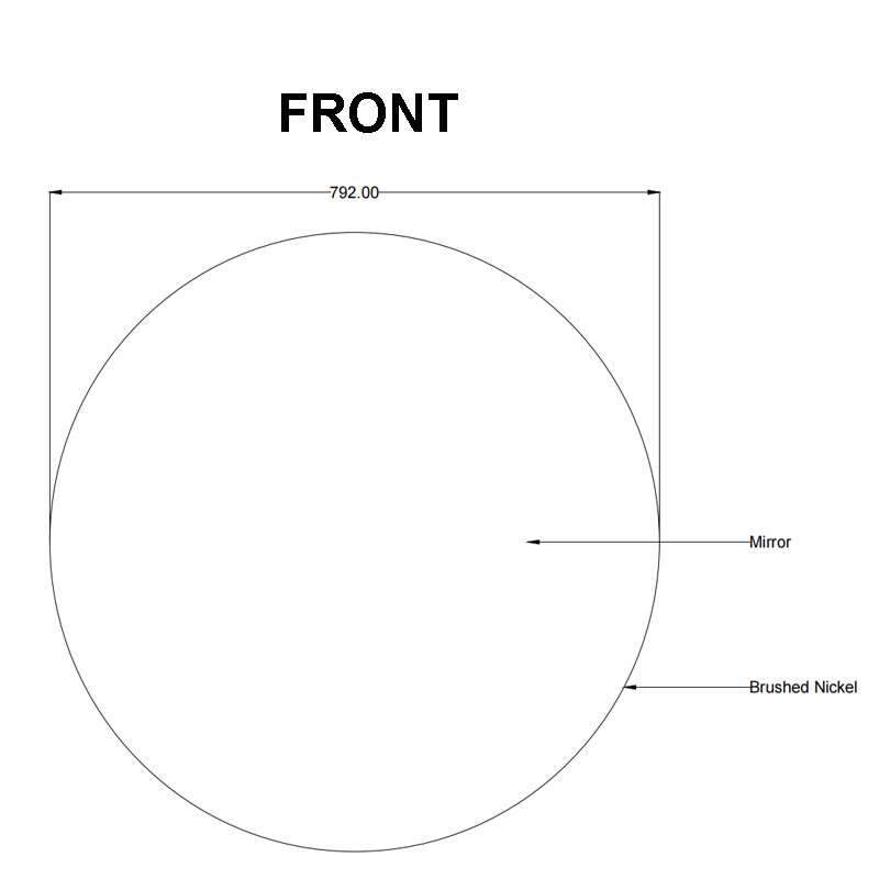 800mm Carysil Round Gun Metal Grey Framed Mirror - Image 2