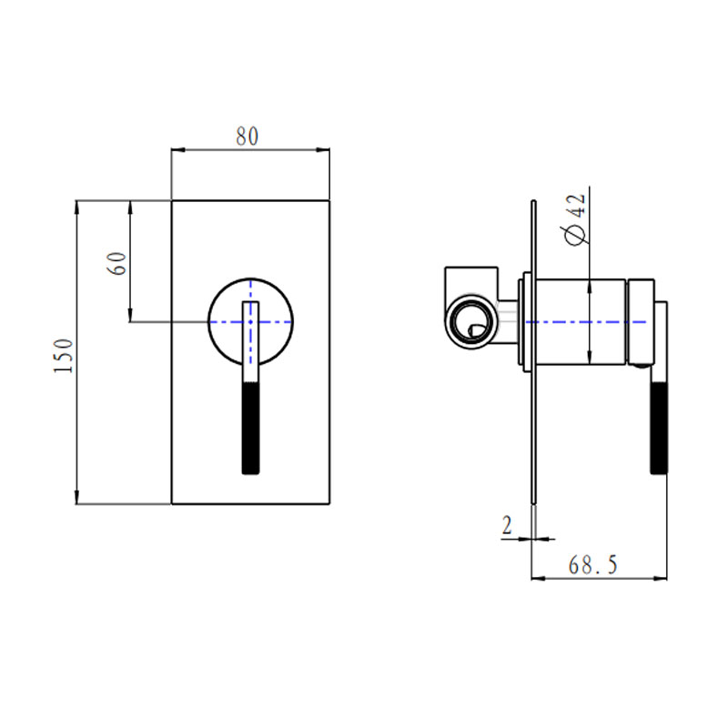 CADDENCE Series Brushed Brass Wall Mixer - Image 2