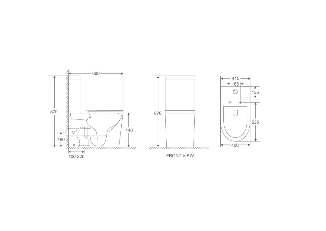 OXFORD 680*415*870mm Gloss White Flushing Back to Wall Toilet Suite - Image 5