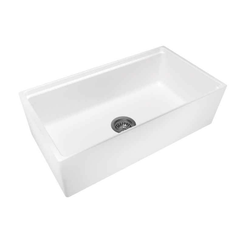 White Carysil Fine Fireclay Single Bowl Kitchen Sink 838*457*232mm - Image 2