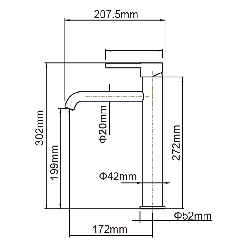 LUCID PIN Series Round Brushed Copper Tall Basin Mixer - Image 2