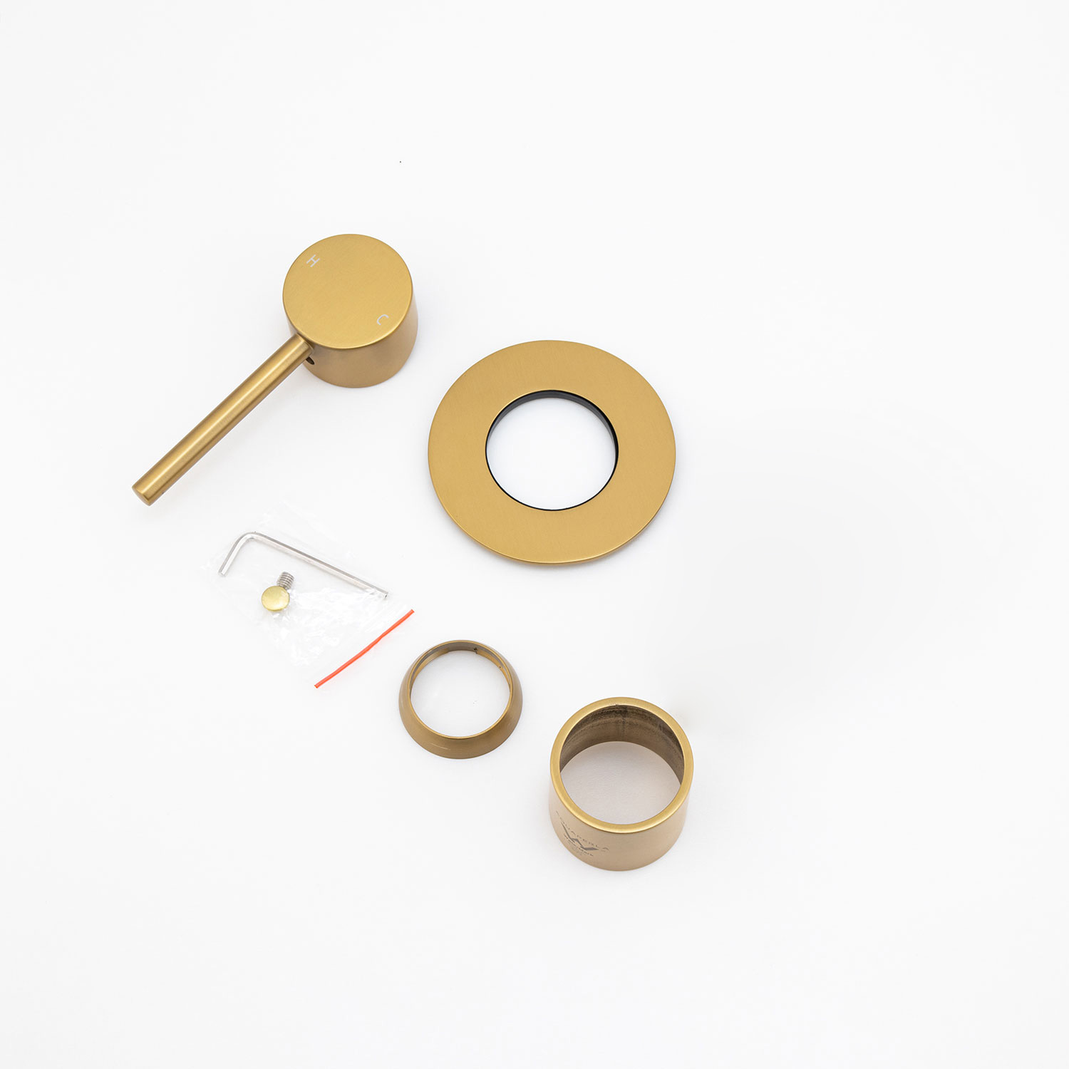 LUCID PIN Brushed Brass Wall Mixer Trim Kit Only (match CLPM) - Image 2