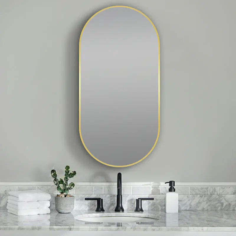500x1000mm Matte Brushed Gold Framed LED Dressing Mirror - Image 2
