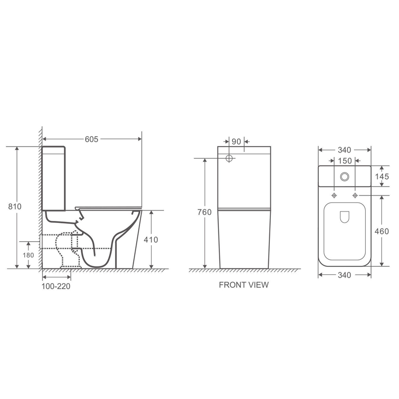 ENOX 605*340*810mm Gloss White Rimless Flushing Back to Wall Two-piece Toilet Suite - Image 4