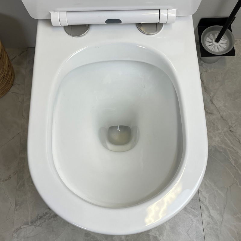 HANI 665*360*845mm Gloss White Rimless Flushing Back to Wall Two-piece Toilet Suite - Image 5