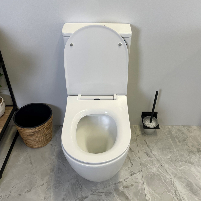 HANI 665*360*845mm Gloss White Rimless Flushing Back to Wall Two-piece Toilet Suite - Image 4