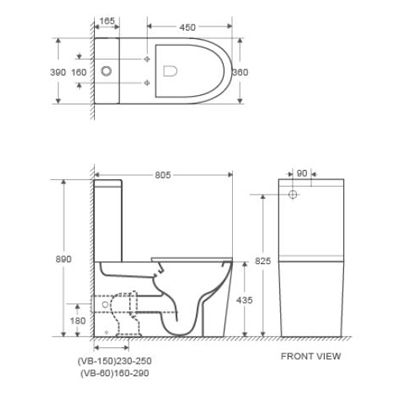 805*390*890mm Disable Toilet Suite - Image 3