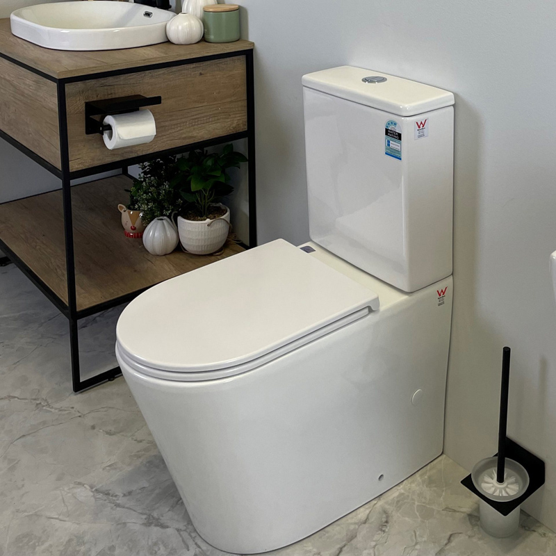 PANI 670*360*850mm Gloss White Rimless Flushing Back to Wall Two-piece Toilet Suite - Image 3