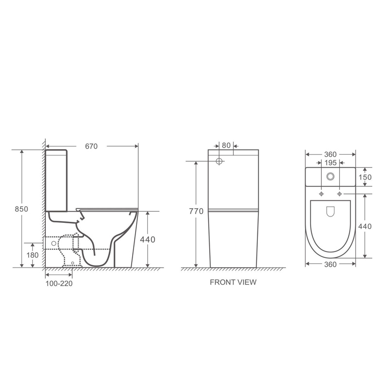 VERA 670*360*850mm Gloss White Tornado Flushing Back to Wall Two-piece Toilet Suite - Image 3