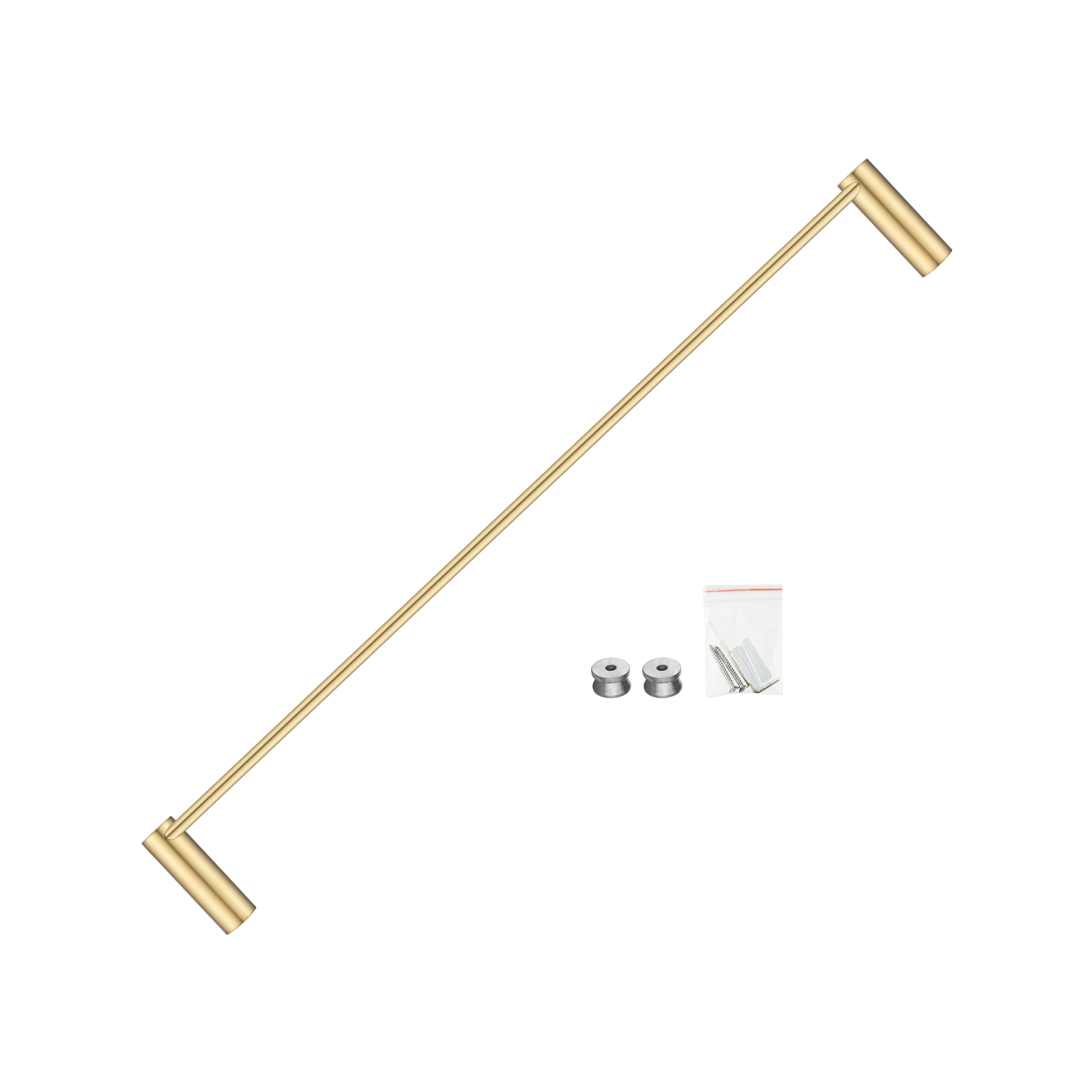 600mm Brushed Brass Single Towel Rail - Image 4
