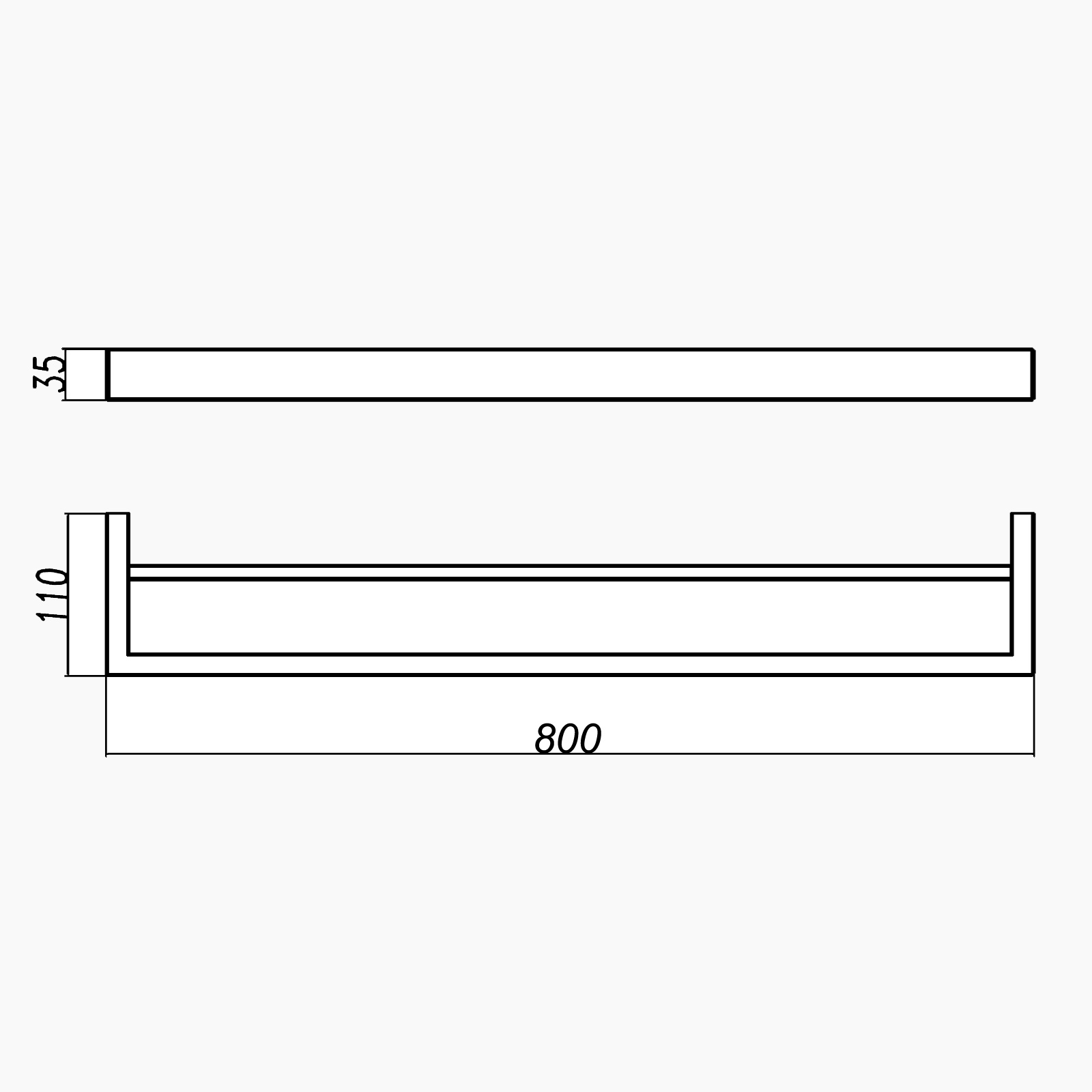 IVANO - 800mm Gunmetal Double Towel Rail - Image 2